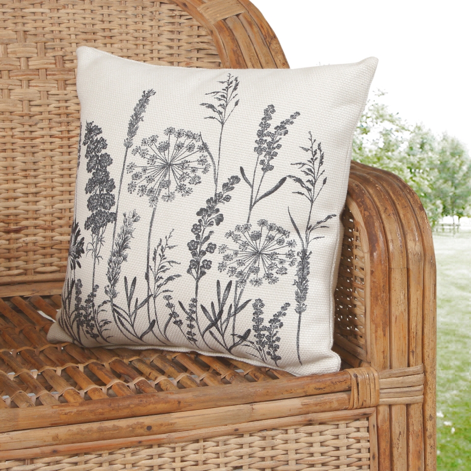 Floral Outdoor Cushion Cream Homebase