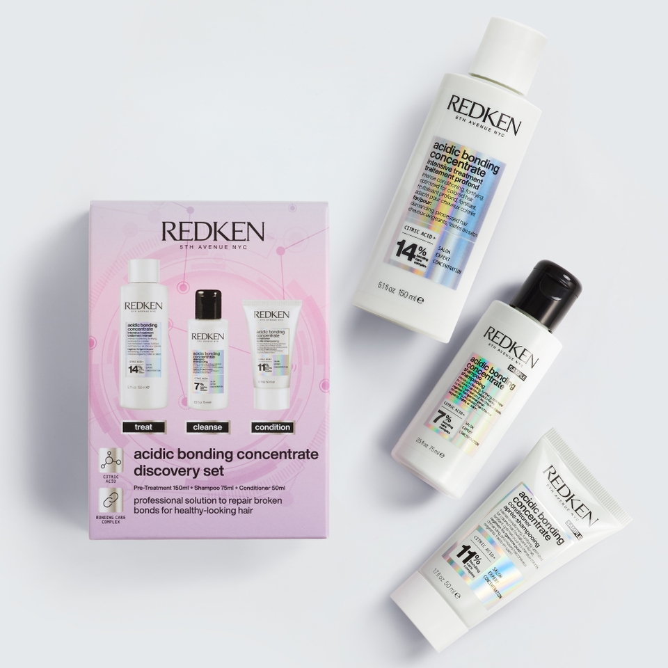 Redken Acidic Bonding Concentrate Bond Repair Pre-Treatment, Shampoo and Conditioner Discovery Gift Set