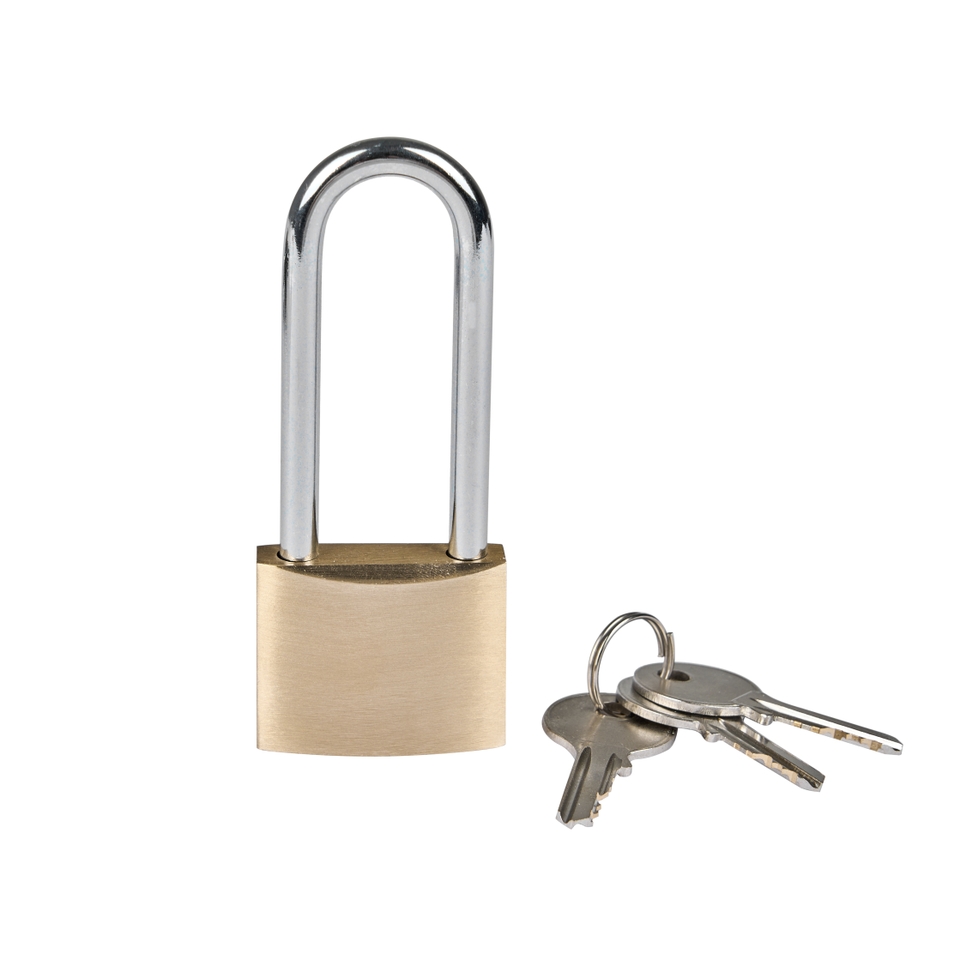 Homebase Solid Brass Long Shackle Padlock 40mm