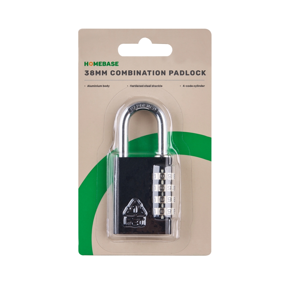 Homebase Black Aluminium Combination Padlock 38mm