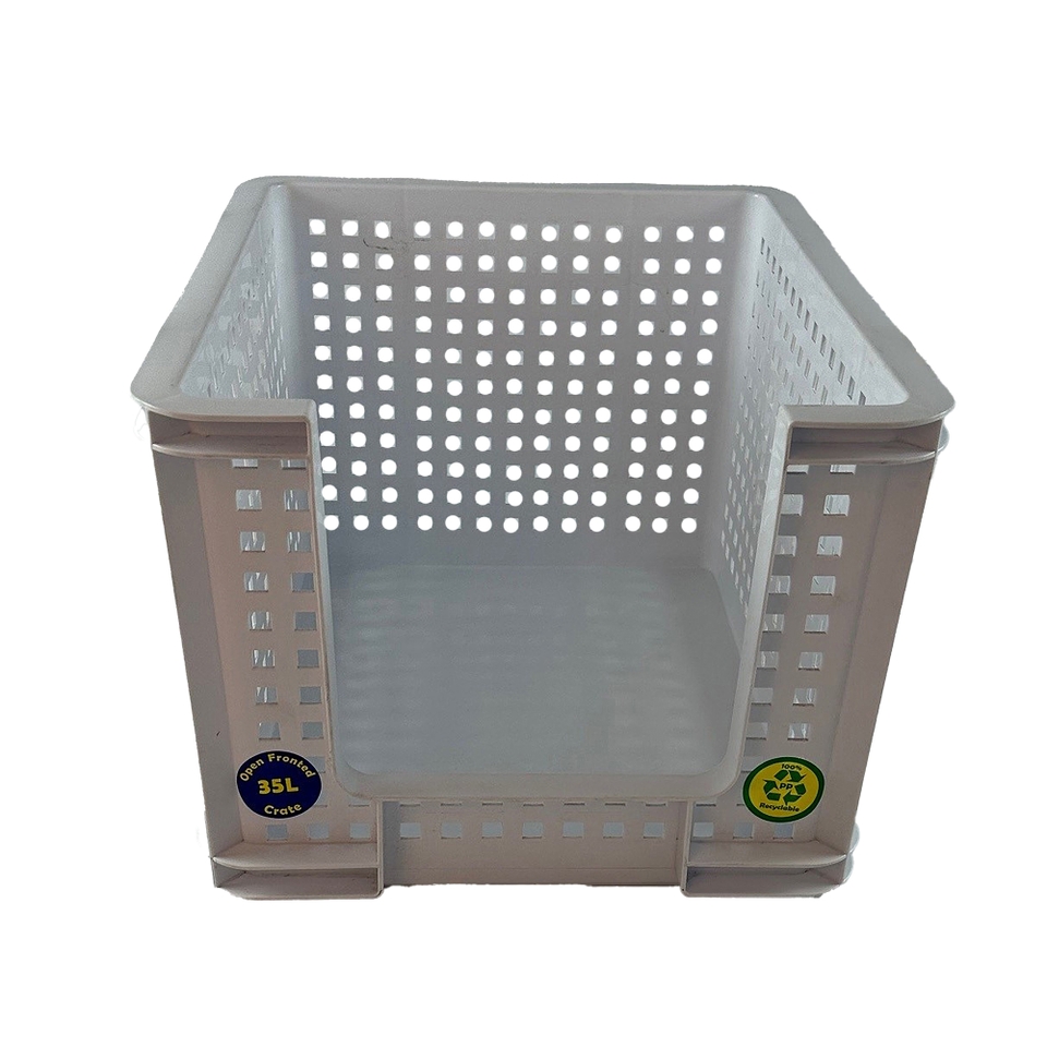 Really Useful Open Fronted Storage Crate - White - 35L