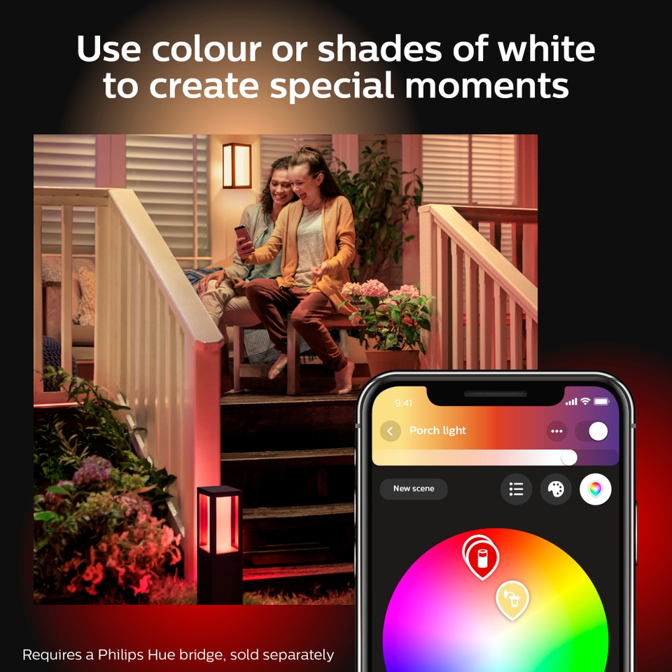 Philips Hue Impress Colour Ambiance Smart LED Outdoor Wall Light - 2 Pack