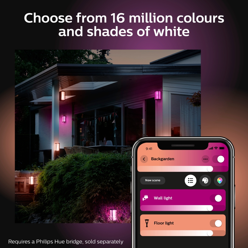 Philips Hue Impress Colour Ambiance Smart LED Outdoor Wall Light - 2 Pack