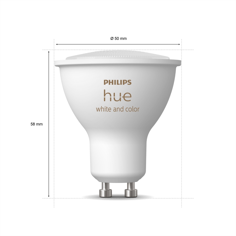 Philips Hue Colour Ambiance 4.3W GU10 Smart LED Light Bulbs - 3 Pack