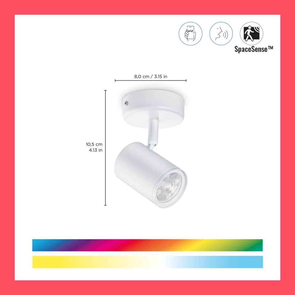WiZ Smart LED Imageo Single Adjustable Spotlight Colour - White