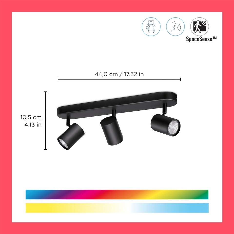 WiZ Smart LED Imageo 2 Lamp Adjustable Colour Spotlight Bar - Black