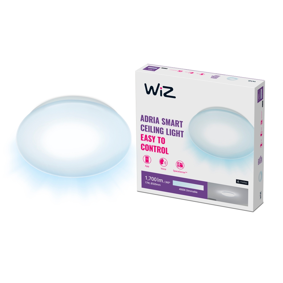 WiZ Smart LED Adria Ceiling Light Dimmable White 1700 Lumens - Cool White
