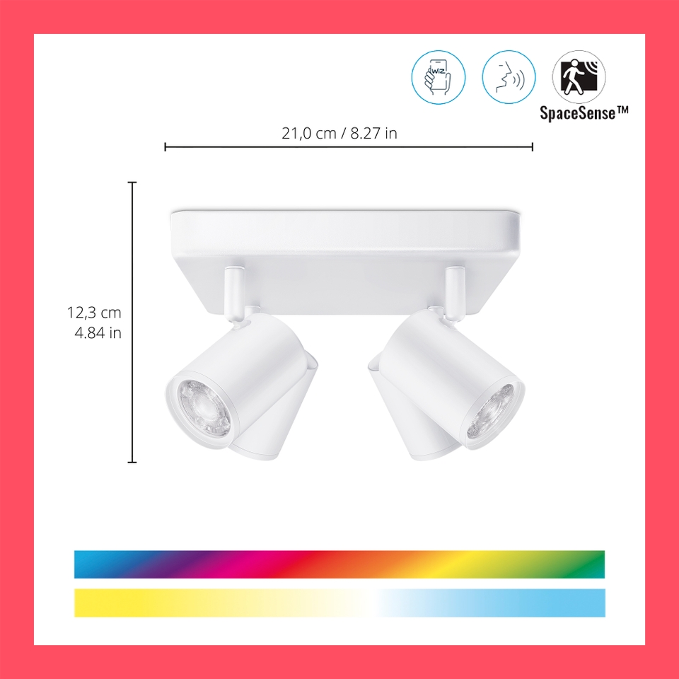 WiZ Smart LED Imageo 4 Lamp Adjustable Colour Spotlight Plate - White