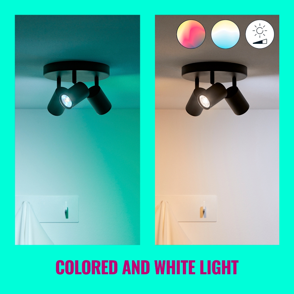 WiZ Smart LED Imageo 4 Lamp Adjustable Colour Spotlight Plate - Black