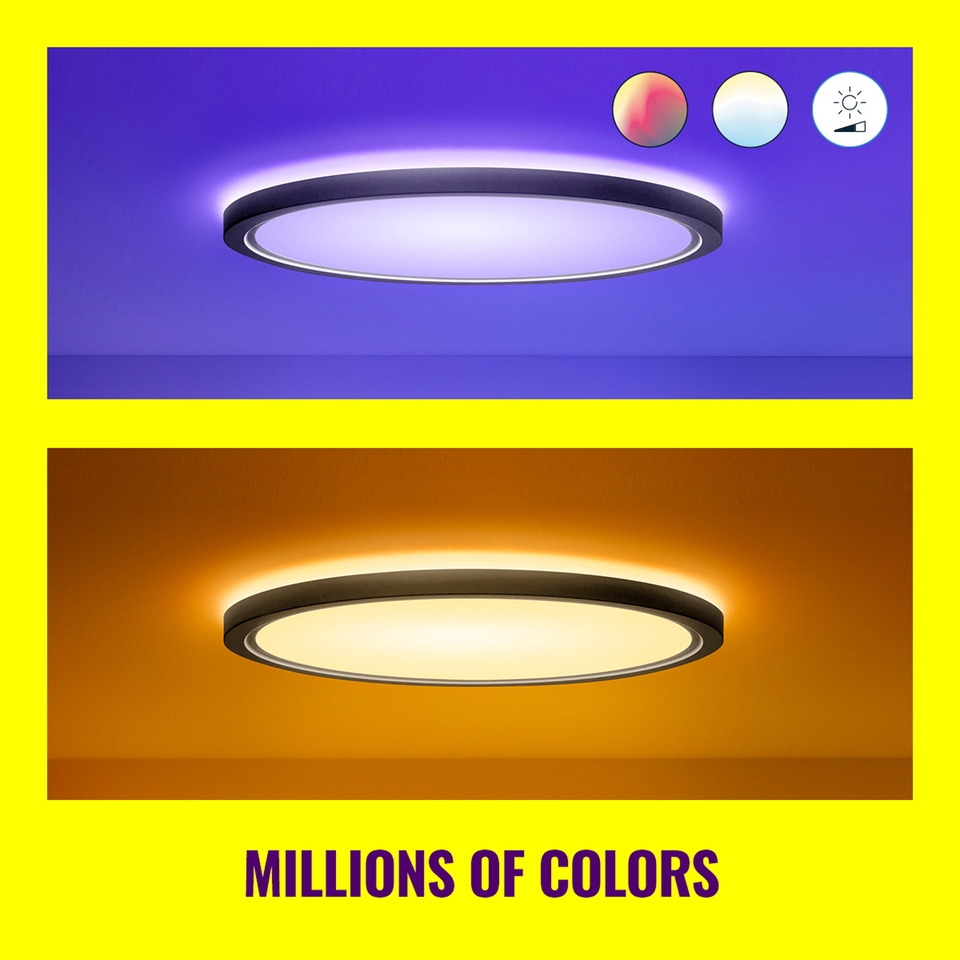 WiZ Smart LED SuperSlim Ceiling Light Colour 2600 Lumens - Black