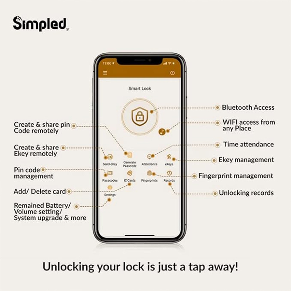 Simpled Leverline Smart Lock - Matte Black