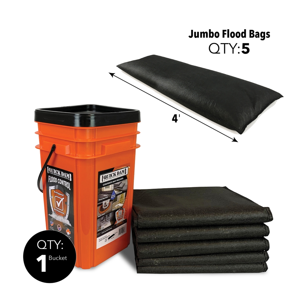 Quick Dam QDGG1248-5 Grab & Go Bucket - Jumbo Flood Bags (5 Pack)