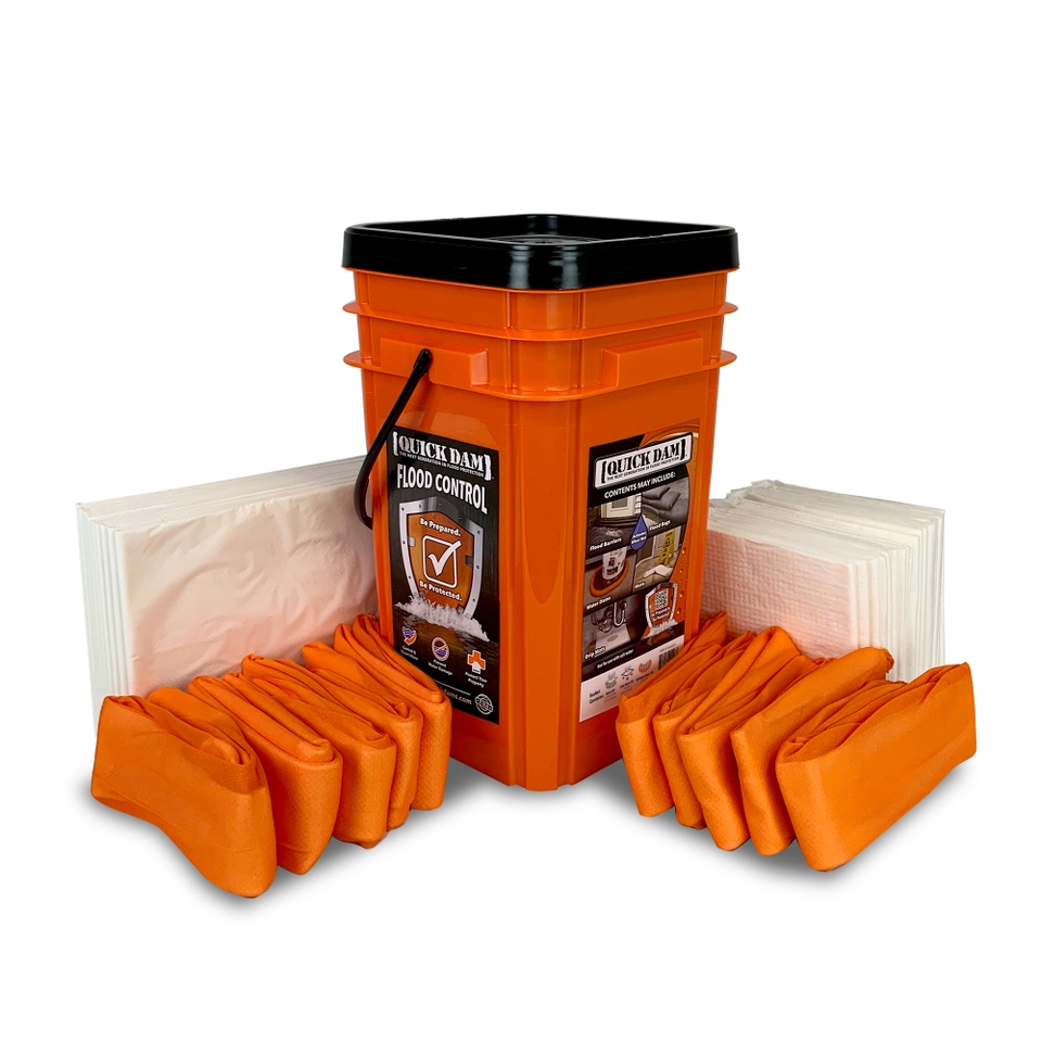 Quick Dam WUGG-V Grab & Go Indoor Bucket Kit - 20 Mats, 10 Drip Mats & 10x Hi Vis 1.2m Dams (40 Pieces)