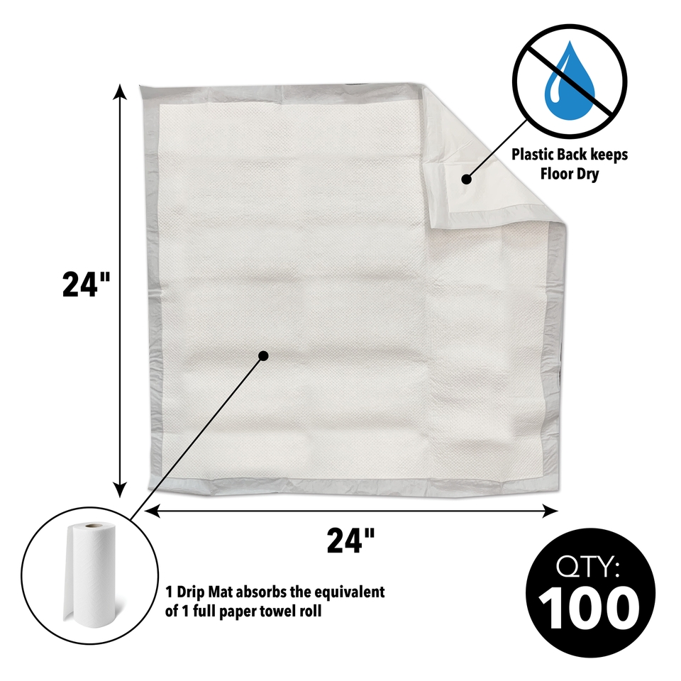 Quick Dam WUBM-100 Water Activated Drip Mats - 61 x 61cm (Pack of 100)