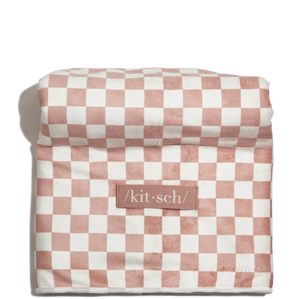 Kitsch Extra Large Quick-Dry Hair Towel Wrap - Terracotta Checker