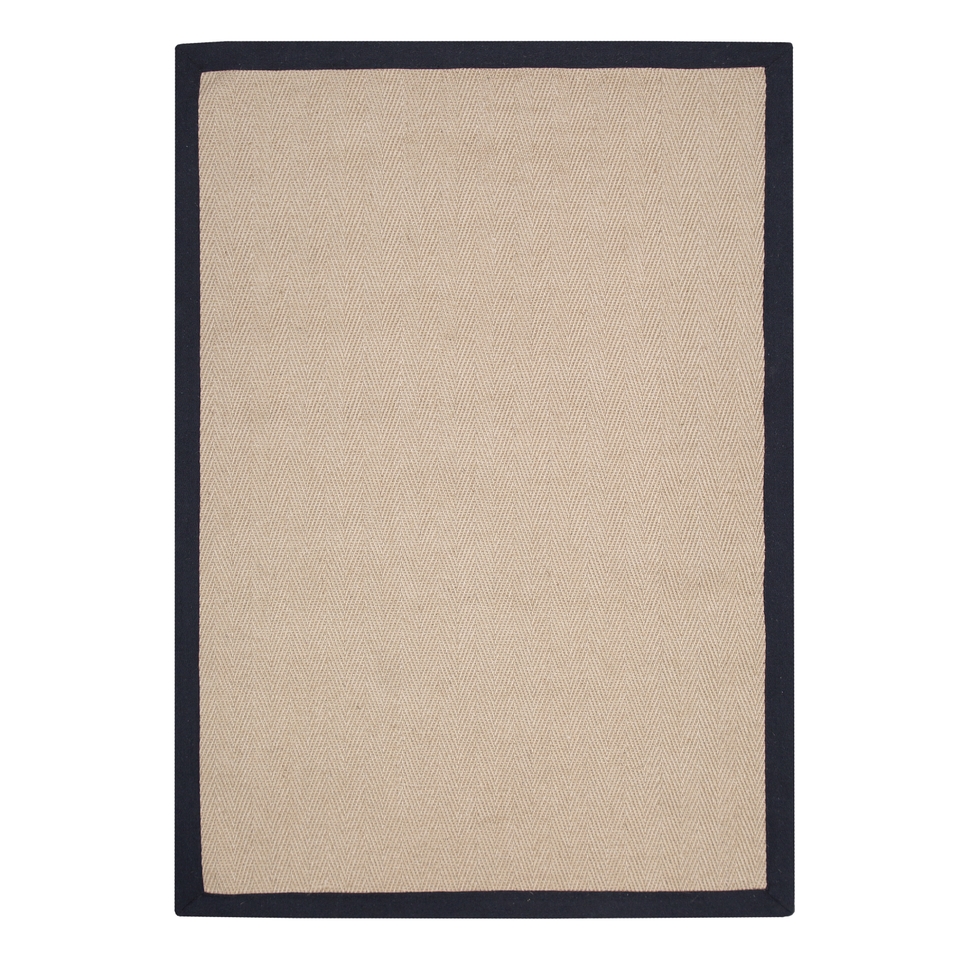 Jute Herringbone Rug with Black Border 200x290cm Homebase