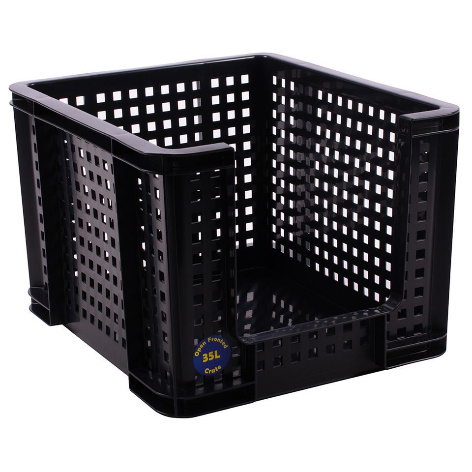 Really Useful Open Fronted Storage Crate - Black - 35L