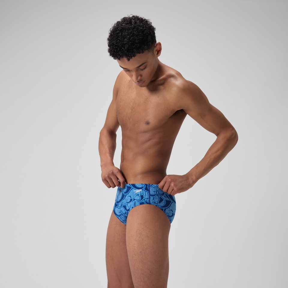 Men's Printed One Brief Blue