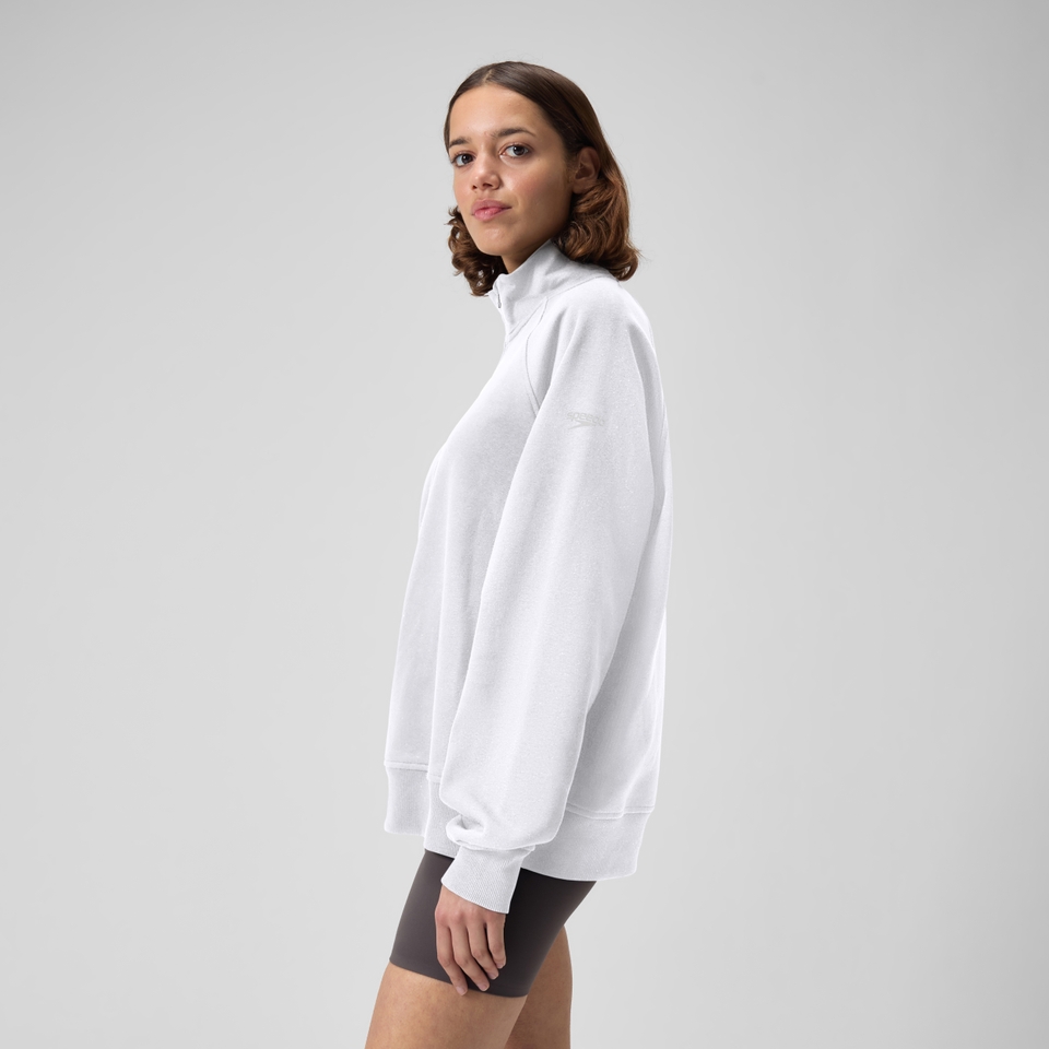 Unisex 1/4 Zip Fleece Pullover White
