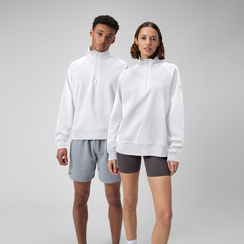 Unisex 1/4 Zip Fleece Pullover White