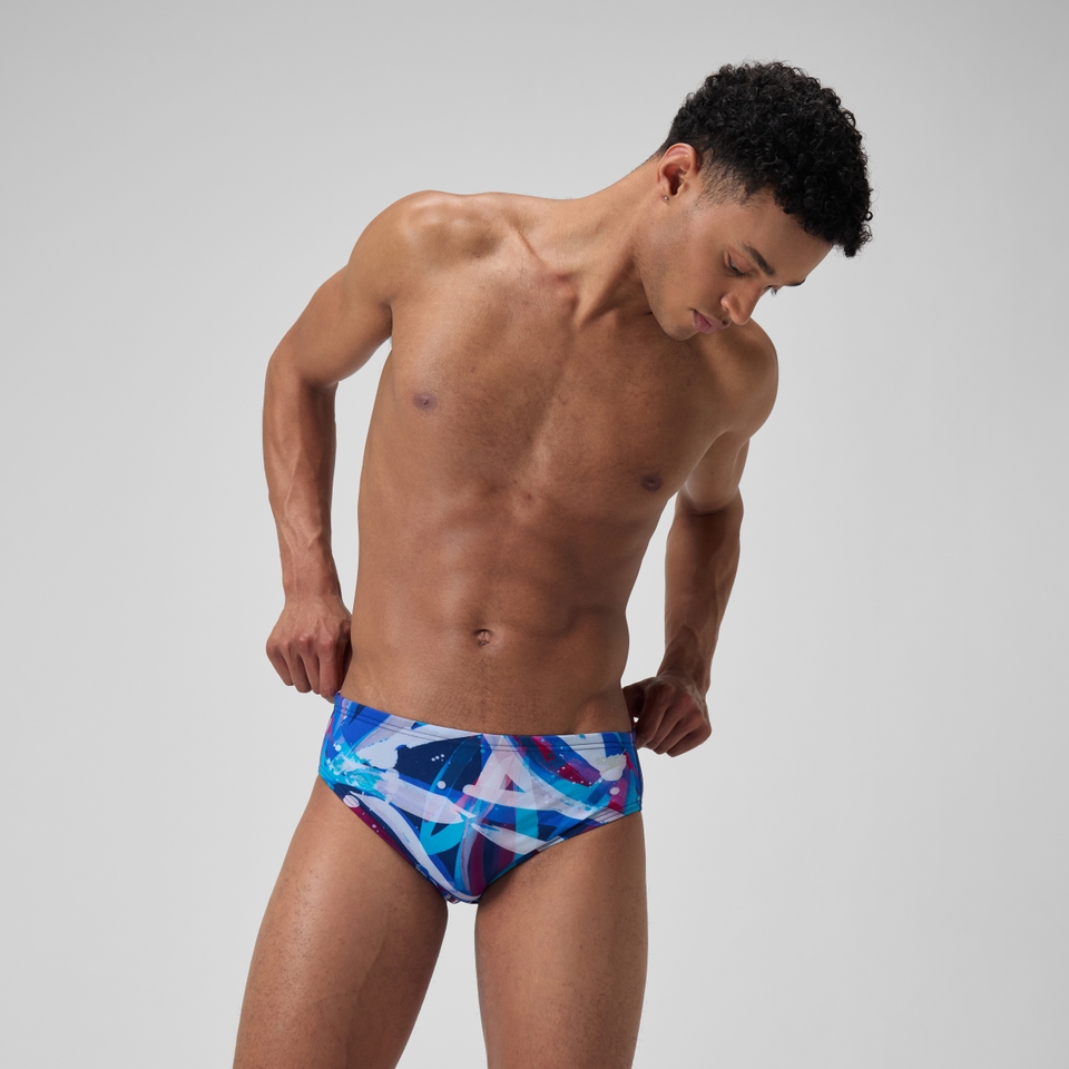Men's Printed One Brief Blue
