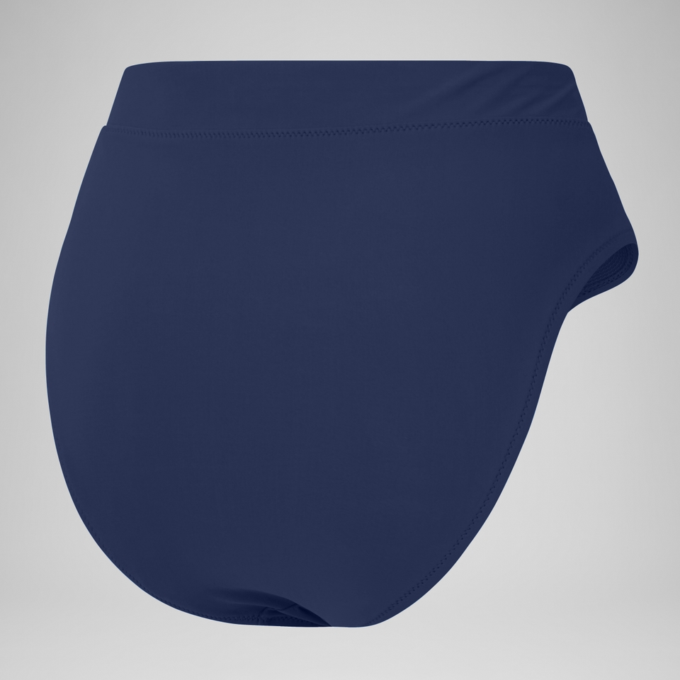 Damen Einfarbige Bikinihose mit hohem Bund Blau