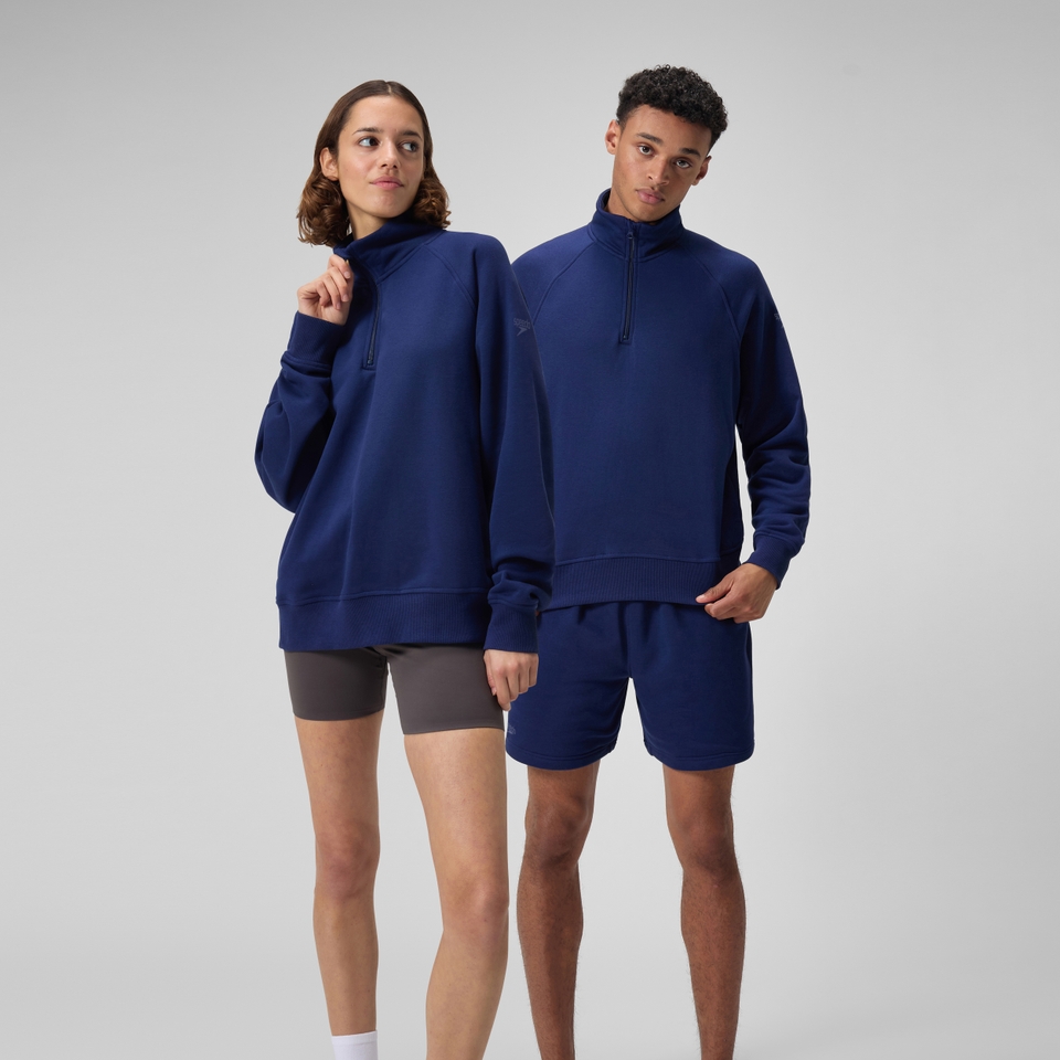Unisex 14 Zip Fleece Pullover Navy