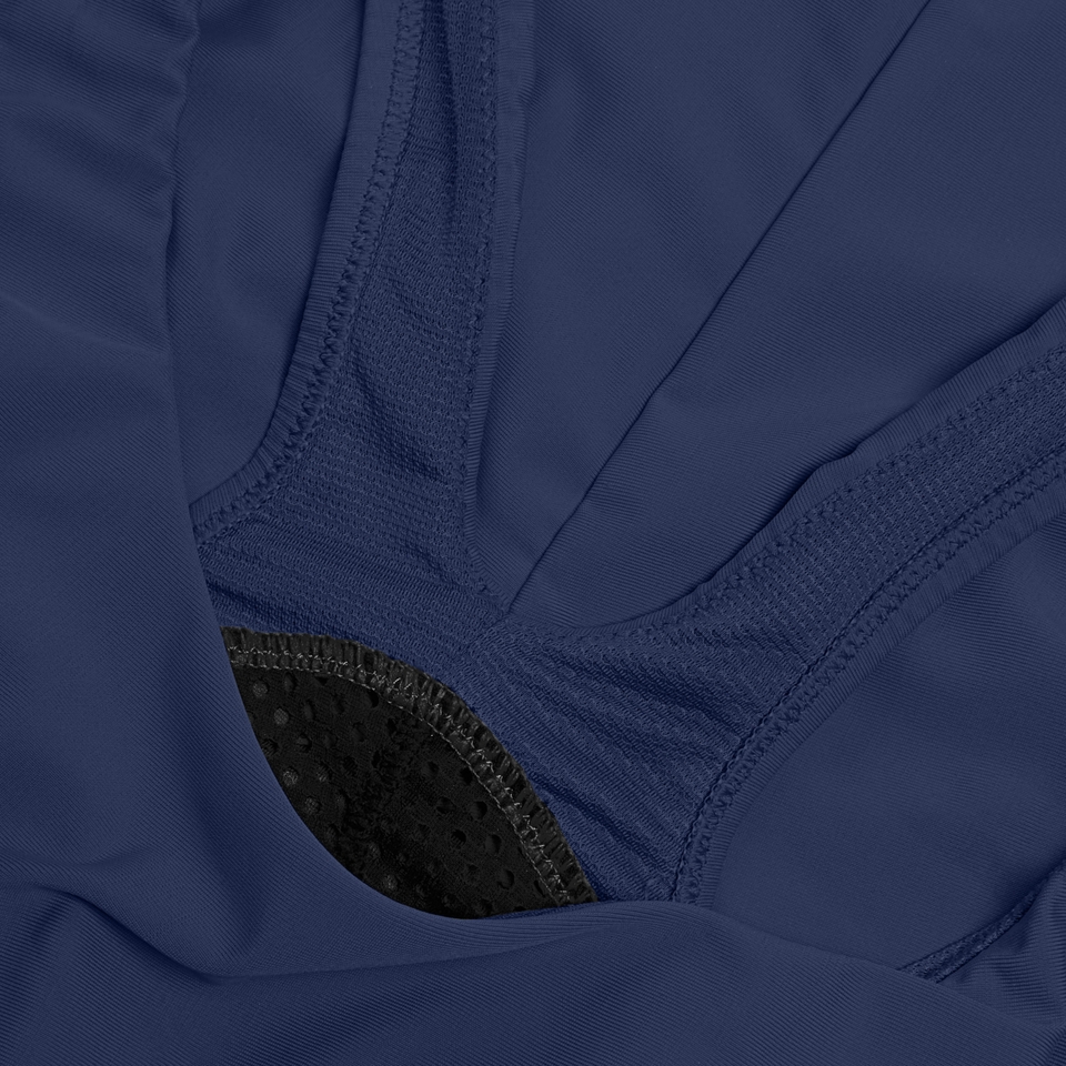 Damen Einfarbiger Badeanzug mit Rundhalsausschnitt und Mesh Blau