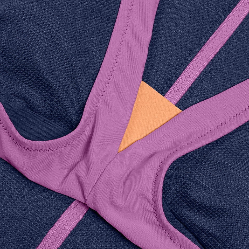 1 pièce color-block zippé pour Femmes Bleu céruléen