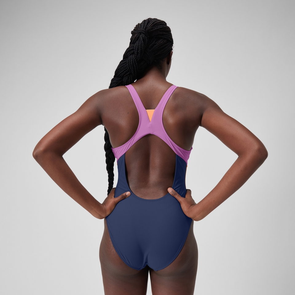 1 pièce color-block zippé pour Femmes Bleu céruléen