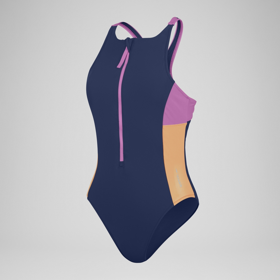 低価格で大人気の Women's Colourblock Zip Swimsuit Blue 水着・ラッシュガード