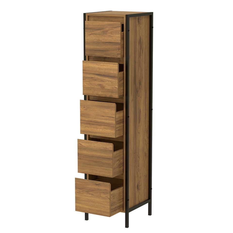 Homebase Edit Bathroom Storage 5 Drawer Unit Mango Oak Effect Homebase