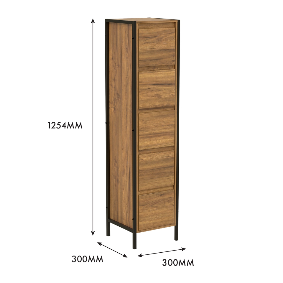 Homebase Edit Bathroom Storage 5 Drawer Unit Mango Oak Effect Homebase