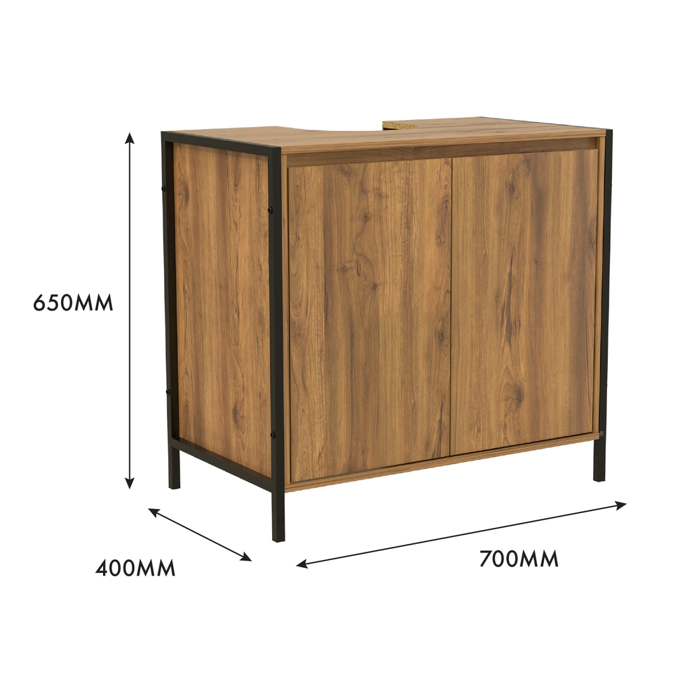 Homebase Edit Bathroom Storage Under Sink Cabinet - Mango Oak Effect ...