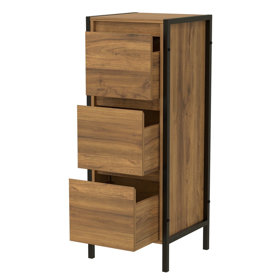 Homebase Edit Bathroom Storage 3 Drawer Unit Mango Oak Effect Homebase