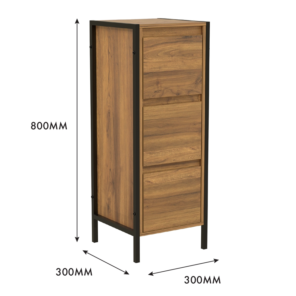 Homebase Edit Bathroom Storage 3 Drawer Unit Mango Oak Effect Homebase