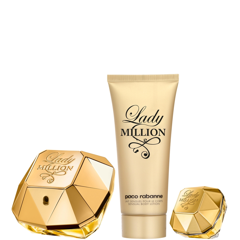 Paco Rabanne Lady Million 80ml Eau de Parfum and 100ml Sensual Body Lotion Set with 5ml Eau de Parfum