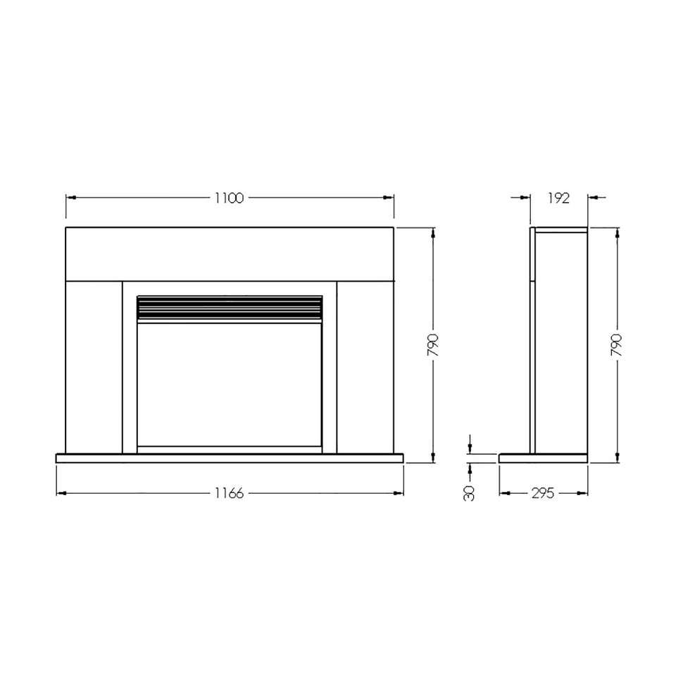 Suncrest Lindale Electric Fireplace Suite with Remote Control & Flat to Wall Fitting - White