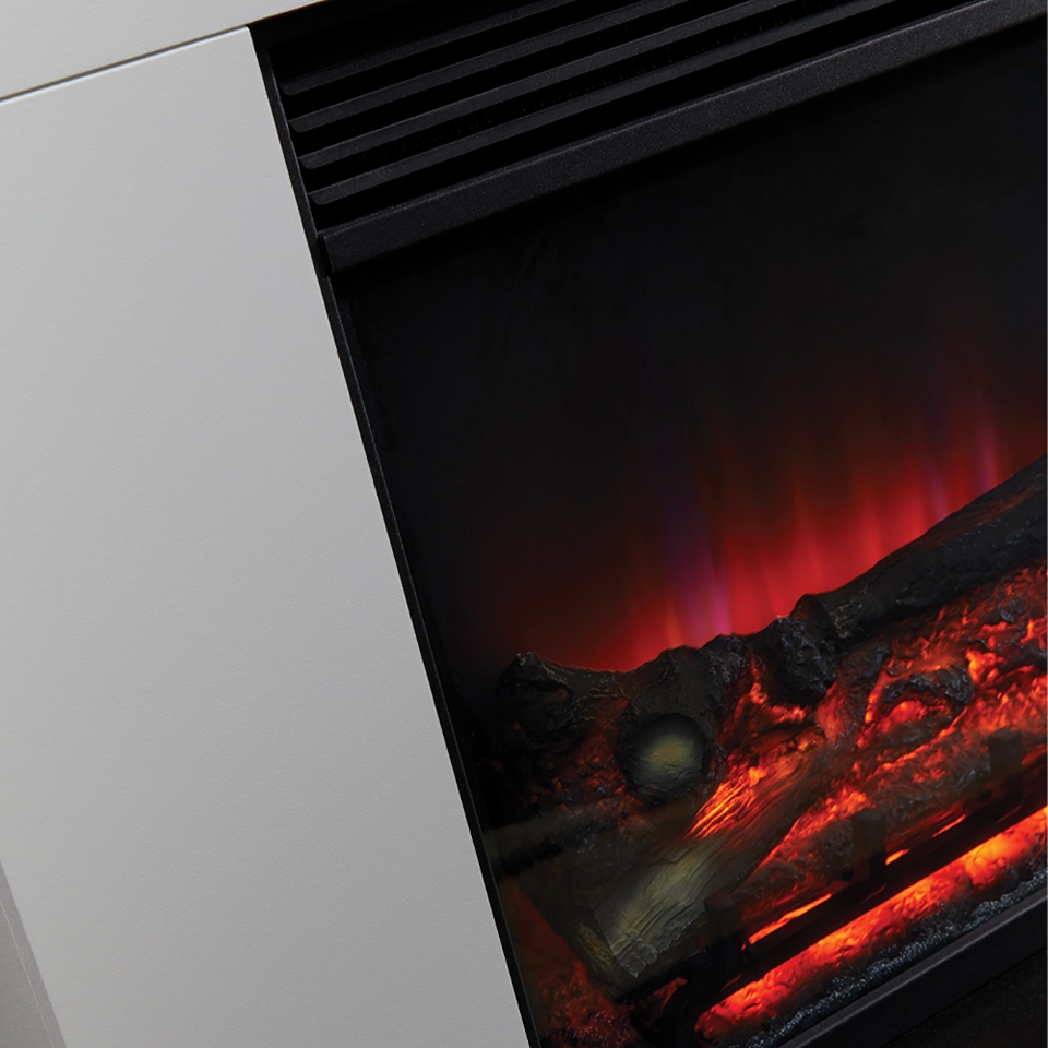 Suncrest Lindale Electric Fireplace Suite with Remote Control & Flat to Wall Fitting - White