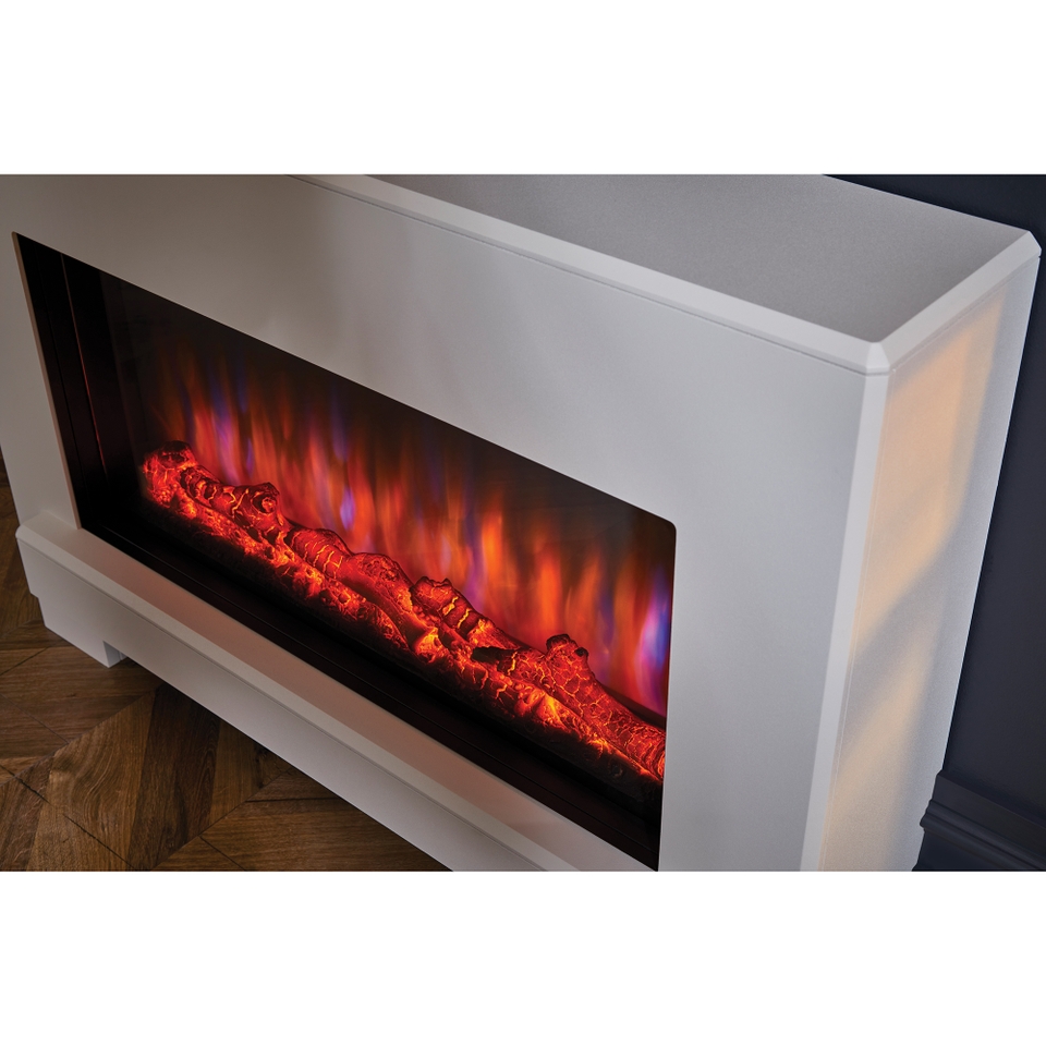 Suncrest Eggleston Electric Fireplace Suite with Remote Control & Flat to Wall Fitting - White
