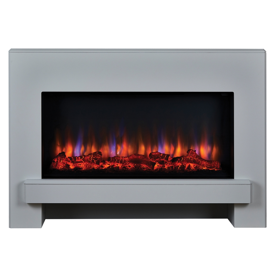Suncrest Eggleston Electric Fireplace Suite with Remote Control & Flat to Wall Fitting - White