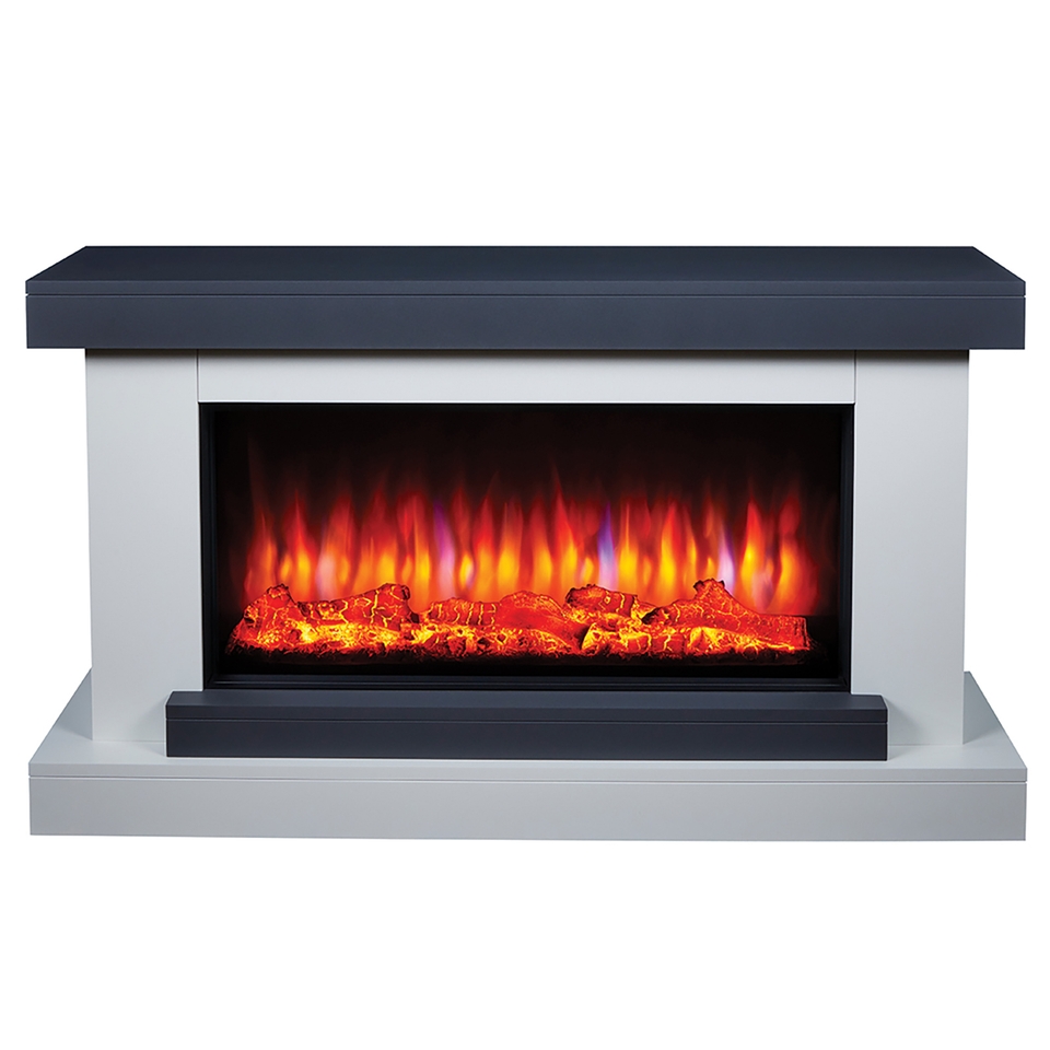 Suncrest Colorado Electric Fireplace Suite with Remote Control & Flat to Wall Fitting - White