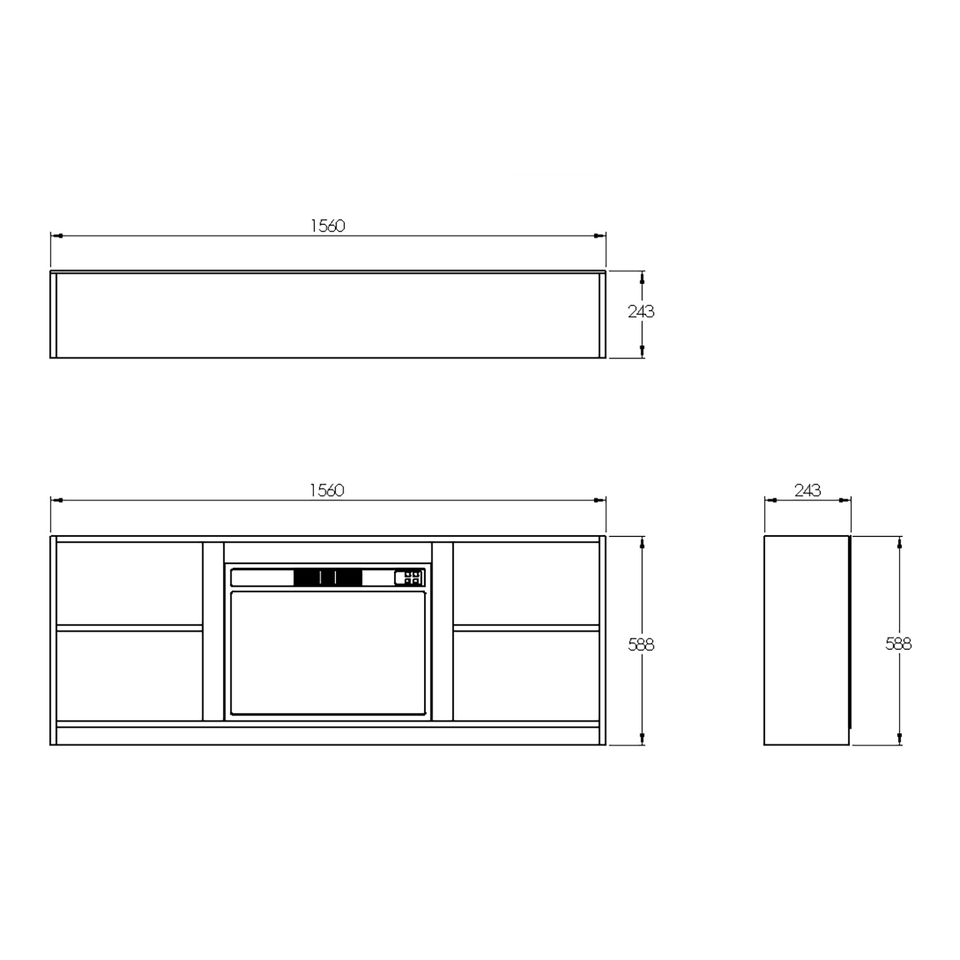 Suncrest Camden TV Cabinet Fireplace Suite with Remote Control & Flat to Wall Fitting - Grey