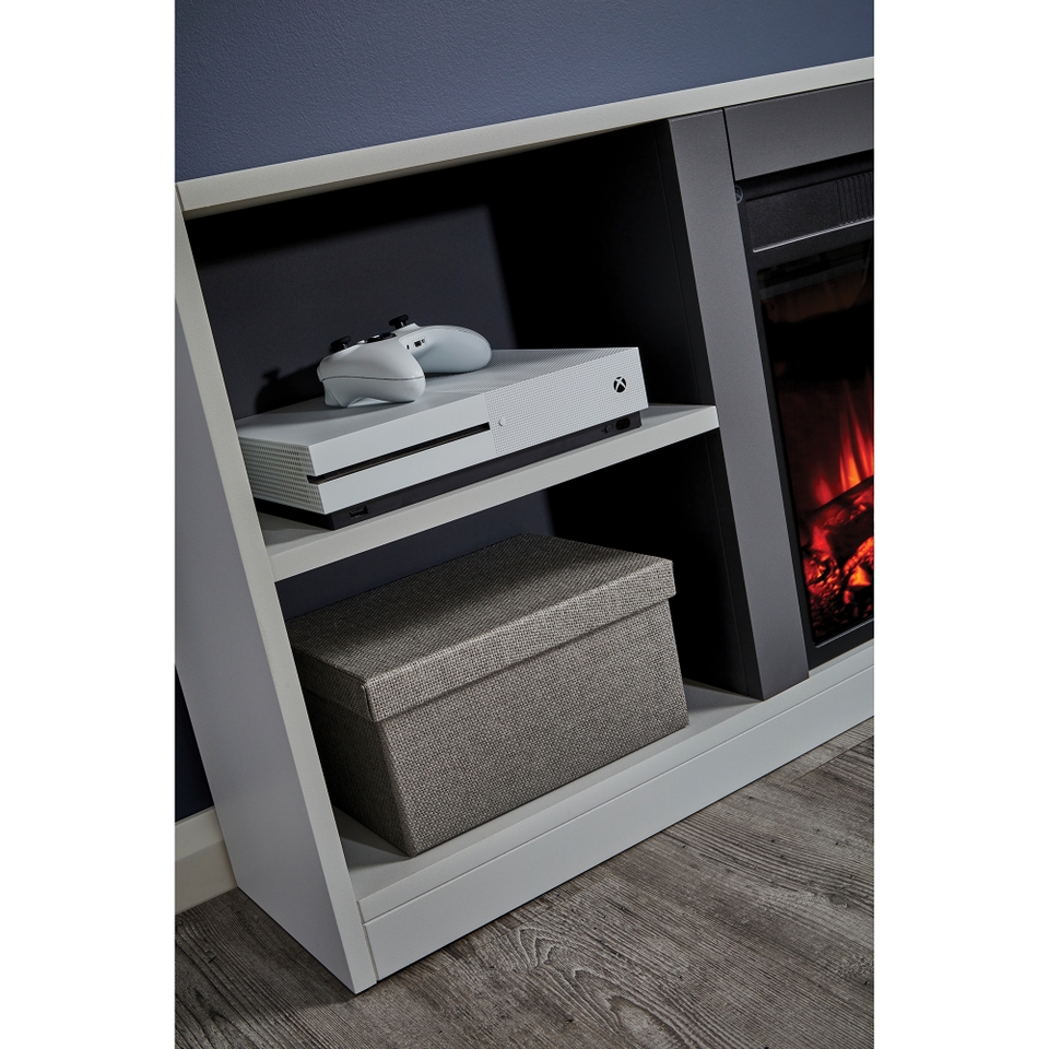 Suncrest Camden TV Cabinet Fireplace Suite with Remote Control & Flat to Wall Fitting - Grey