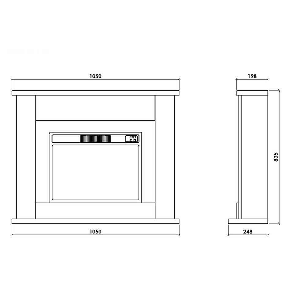 Suncrest Ryedale Electric Fireplace Suite Flat to Wall Fitting - White & Black
