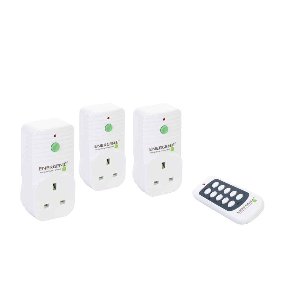 Energenie Smart Remote Controlled Sockets White - 3 Pack and Remote Control