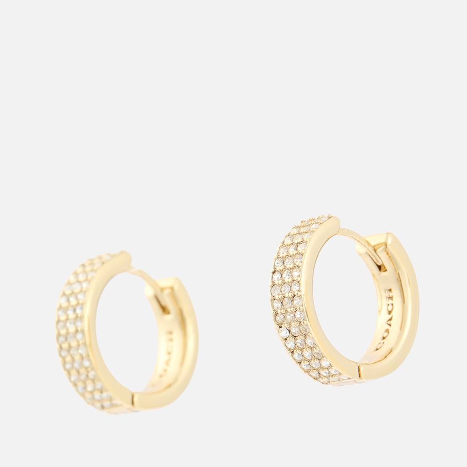 Coach Gold-Plated Cubic Zirconia Huggie Earrings