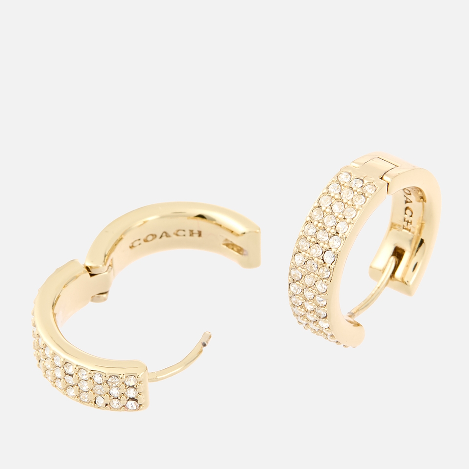 Coach Gold-Plated Cubic Zirconia Huggie Earrings