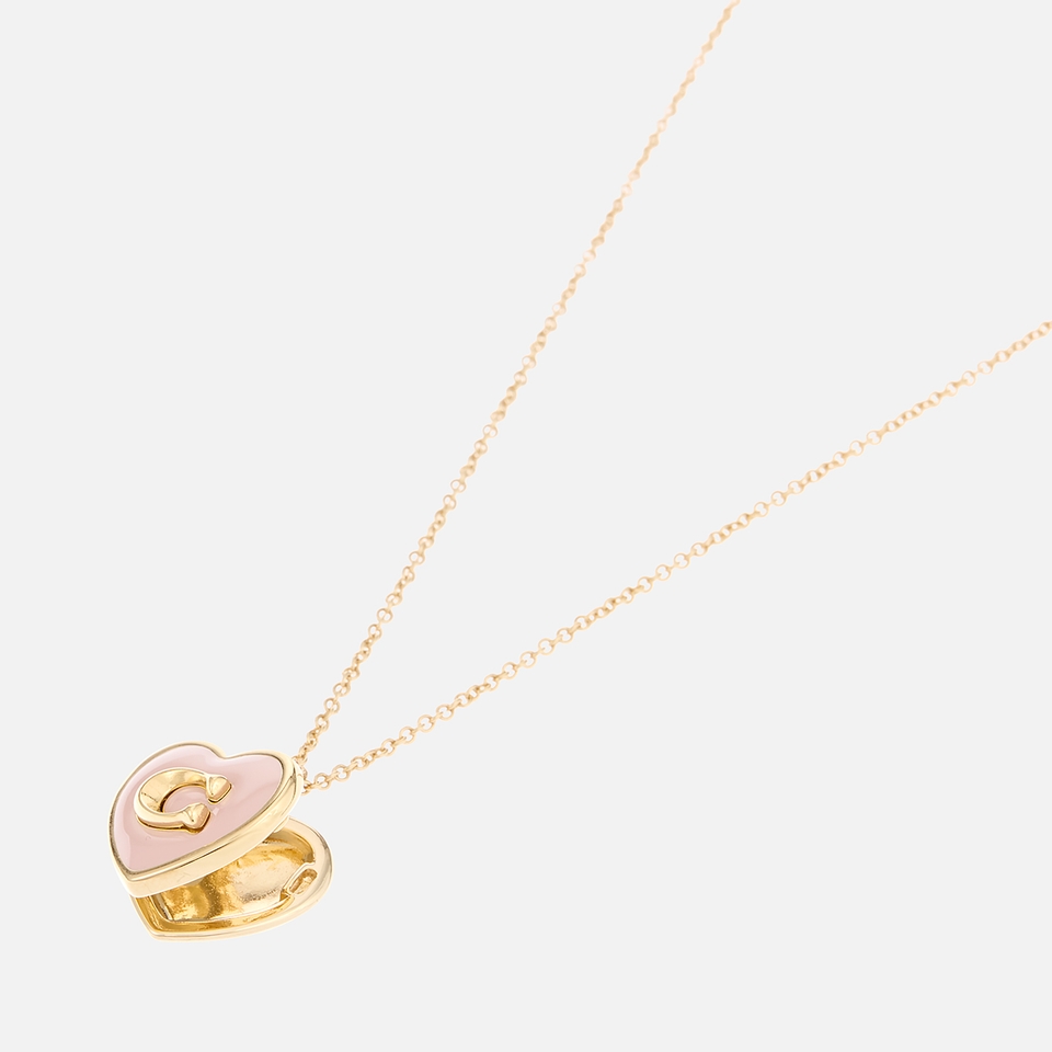 Coach Heart C Gold-Plated Pendant Necklace