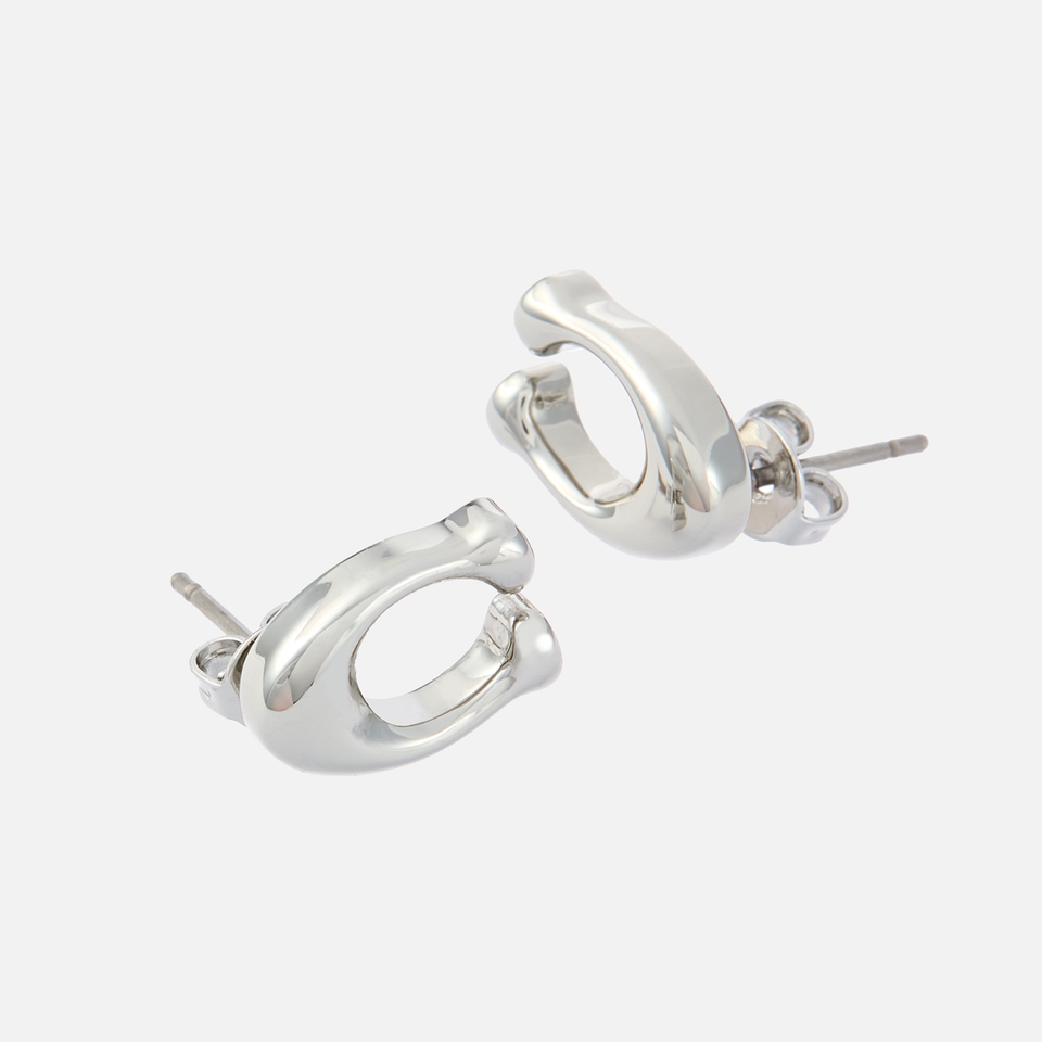 Coach Bubble C Rhodium Stud Earrings
